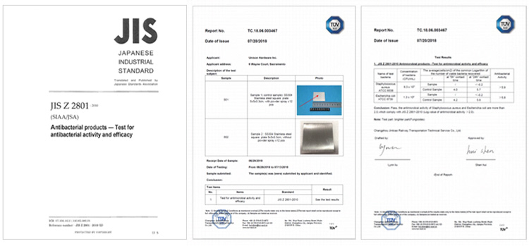 How antimicrobial door hardware work? - News - 5 Antimicrobial Test for HUACI products