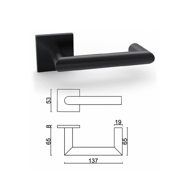 SR10SL109-BK matt black door handle for commercial or residential interior doors - Door Handle - 1 Black door handle interior SR10SL109-BK-size