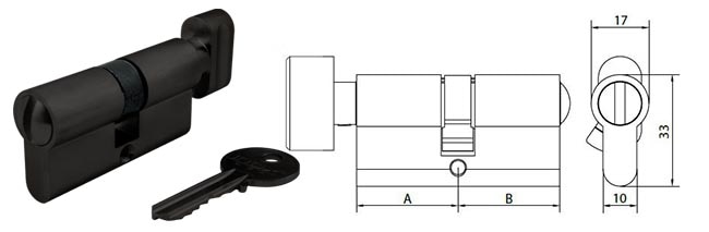 Black profile cylinder brass euro cylinder ECS3030WC-BK for privacy/bathroom - Euro Cylinder - 1 Black profile cylinder brass euro cylinder ECS3030WC-BK