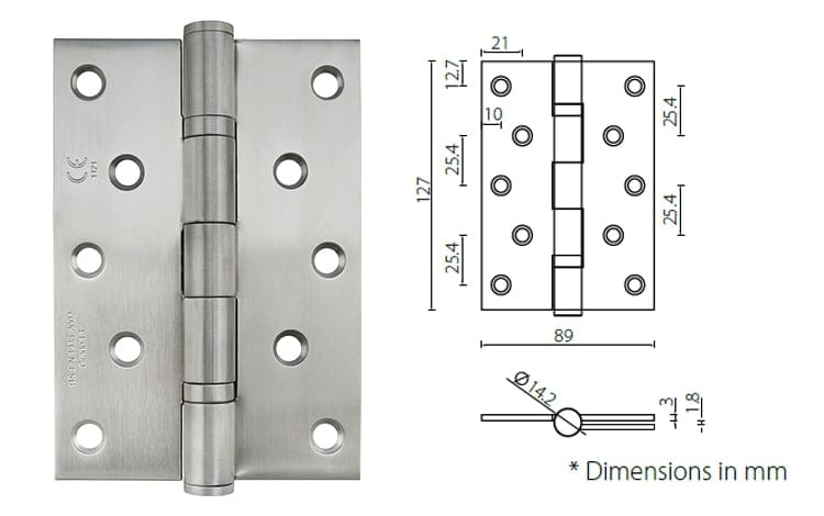 Heavy duty fire door hinge 5 - x 3.5 - x 3mm -EN/CE/Certifire Tested - Door Hinge - 1 CE Marked Heavy duty fire door hinge HB503530