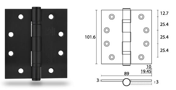 2BB ball bearing matte black door hinge HB403530-BK - Door Hinge - 1 CE certified 2 ball bearing matte black door hinge HB403530-BK