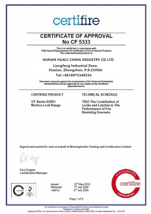 How antimicrobial door hardware work? - News - 17 CF5333 Certifire Certificate for HUACI UT Series EURO Mortice Lock Range