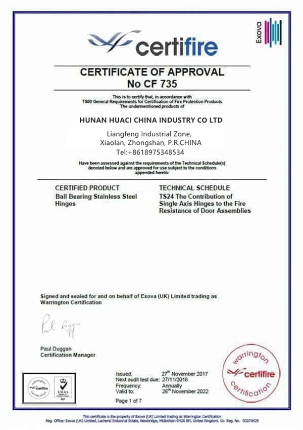 How antimicrobial door hardware work? - News - 18 Certifire Certificate CF735 for HUACI Ball Bearing Stainless Steel Hinges