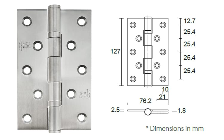 Certifire tested stainless steel mortise door hinge HB503025