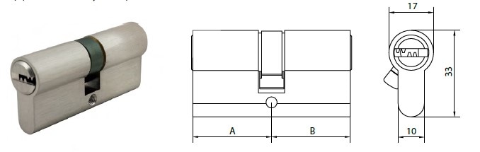 ECD3030 anti-drill 6 pins double euro cylinder - Euro Cylinder - 1 ECD3030 anti-drill double euro cylinder