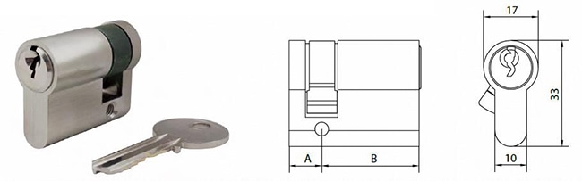ECS1030 asymmetrical single profile cylinder with custom length - Euro Cylinder - 1 ECS1030 single profile cylinder with various lengths