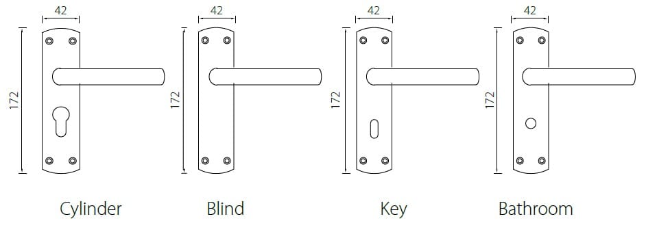 SP12 Stainless steel door handles with backplate for UK lever mortice locks - Door Handle - 3 Escutcheon Options for SP12 stainless steel door handles with backplate