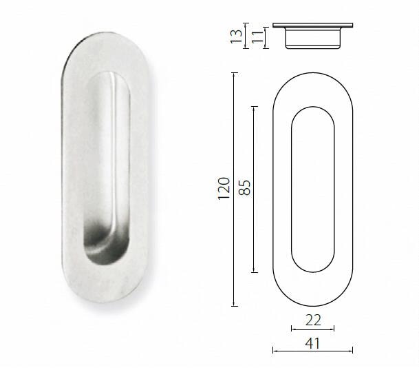 FHS04 oval stainless steel recessed pull handle - Flush Pull - 1 FHS04 oval stainless steel recessed pull handle-size
