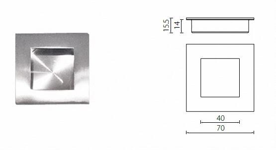 FHS05 stainless steel square flush pull handle, Satin - Flush Pull - 1 FHS05 stainless steel square flush pull handle-X