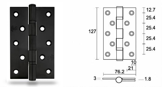 Stainless steel matte black door hinge HB503030-BK - Door Hinge - 1 HB503030 black-butt-hinge-matte-black-door-hinge-manufacturer