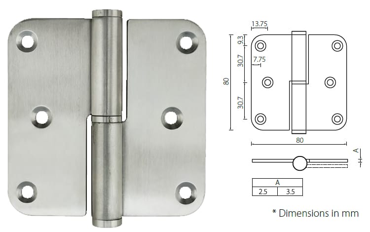 HLL8080 series square lift off butt hinge with 2.5/3.5mm thickness - Door Hinge - 1 HLL8080 series square lift off butt hinge-2