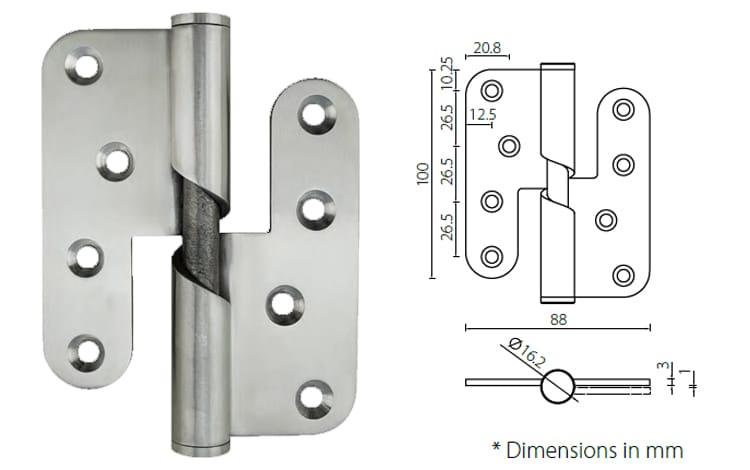 HLR1008830 L type rising lift off door hinge, 3.0mm thickness - Door Hinge - 1 HLR1008830 L type rising lift off door hinge-2