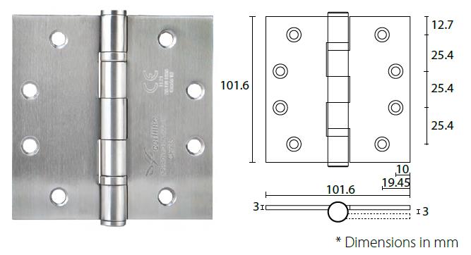 HUACI ball bearing mortise butt hinge HB404030-size
