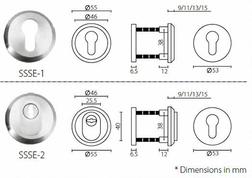 ECD3030 anti-drill 6 pins double euro cylinder - Euro Cylinder - 4 HUACI stainless steel security escutcheons