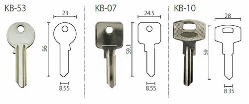 Aluminum single euro cylinder lock 10x30mm - Euro Cylinder - 1 Key Bow Options for ECA euro cylinders
