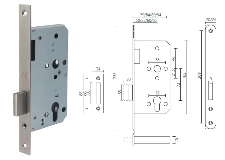 ML107203 communicating mortise deadlock - Door Lock - 1 ML107203 communicating mortise deadlock - 4