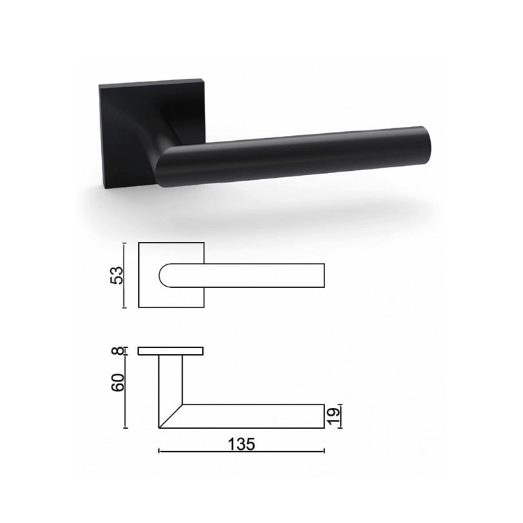 Matte black door handle SR10SL105-BK, EN1906 Grade 3 tested/EN1634-1 fire rated - Door Handle - 1 Matte black door handle SR10SL105-BK-size