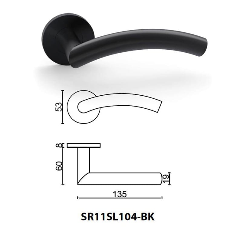Modern Dummy Black Lever Handle For Interior Use,SR11SL104-BK - Door Handle - 1 Modern Dummy Black Lever Handle SR11SL104-BK For Interior-size