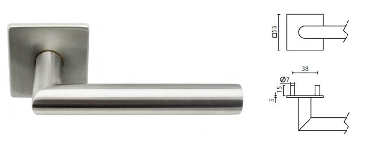 Stainless Steel Modern Door Handle Sets On Magnetic Square Rose - Door Handle - 1 Modern Stainless Steel Door Handle Sets On Magnetic Square Rose SR15-3