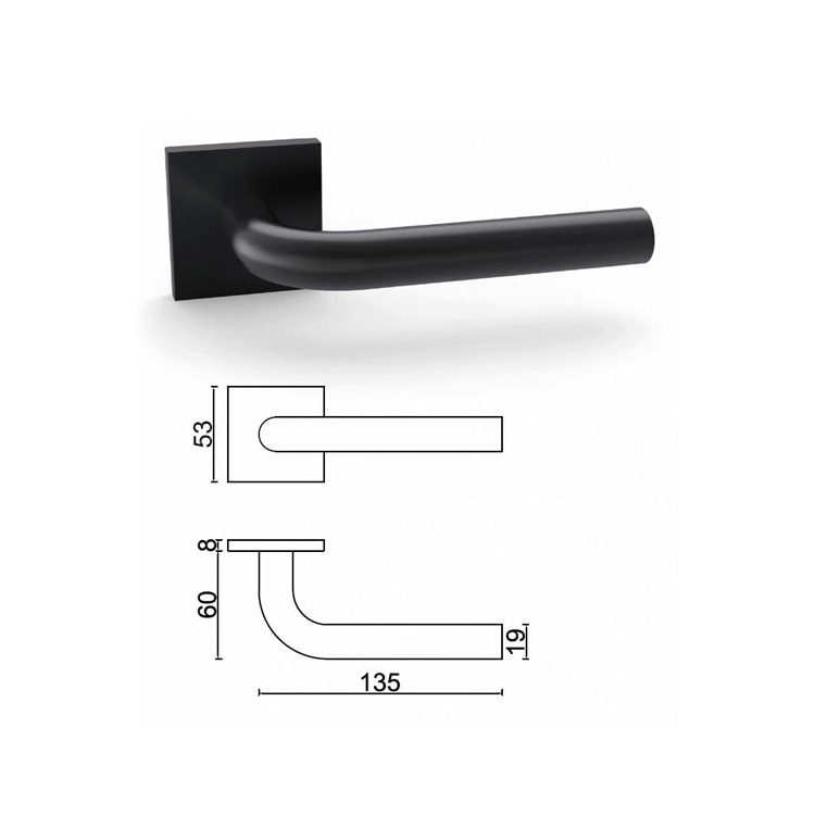 Modern matte black door handle SR10SL101-BK, EN1906 Grade 3 tested - Door Handle - 1 Modern matte black door handle SR10SL101-BK, EN1906 tested-size