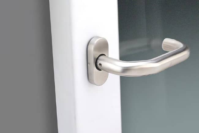 Narrow Profile Door Handle With Oval Rose Design - Door Handle - 2 Narrow Profile Door Handle SR03SL114