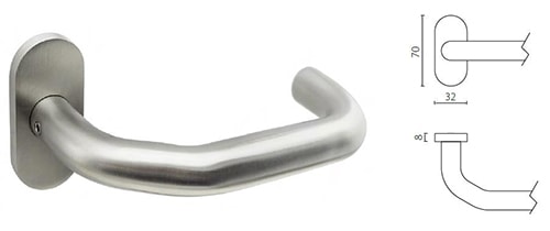 Narrow Profile Door Handle With Oval Rose Design - Door Handle - 1 Narrow Profile Door Handle With Oval Rose Design SR03-5