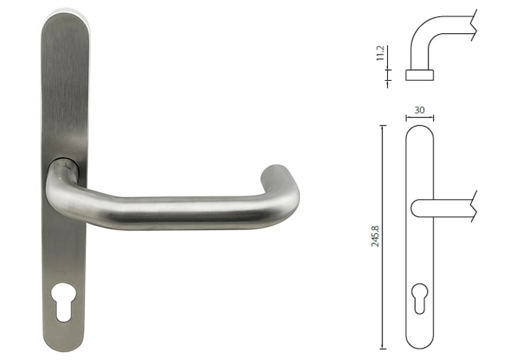 SP03 upvc door handle with narrow plate for profile doors - Door Handle - 1 SP03 upvc door handle with narrow plate