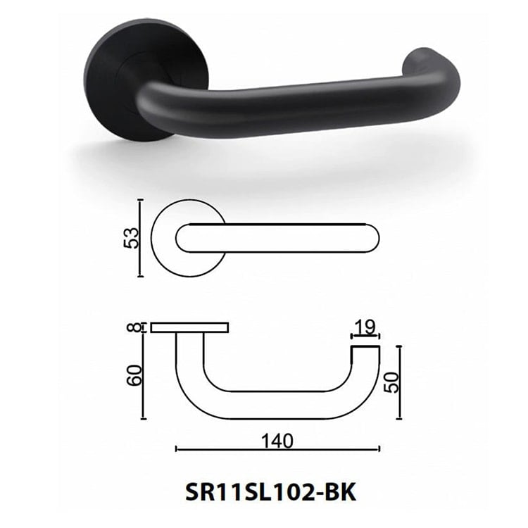 SR11SL102-BK matte black door handles - Door Handle - 1 SR11SL102-BK matte black door handles bulk-size