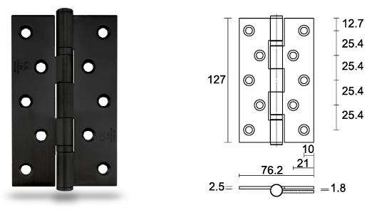 Stainless steel Certifire tested ball bearing butt hinge black,5 x 3 x 2.5mm (3)