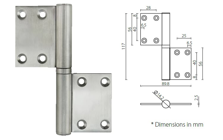Stainless steel ball bearing flag door hinge HFG453525 for 60kg doors - Door Hinge - 1 Stainless steel ball bearing flag door hinge HFG453525-2
