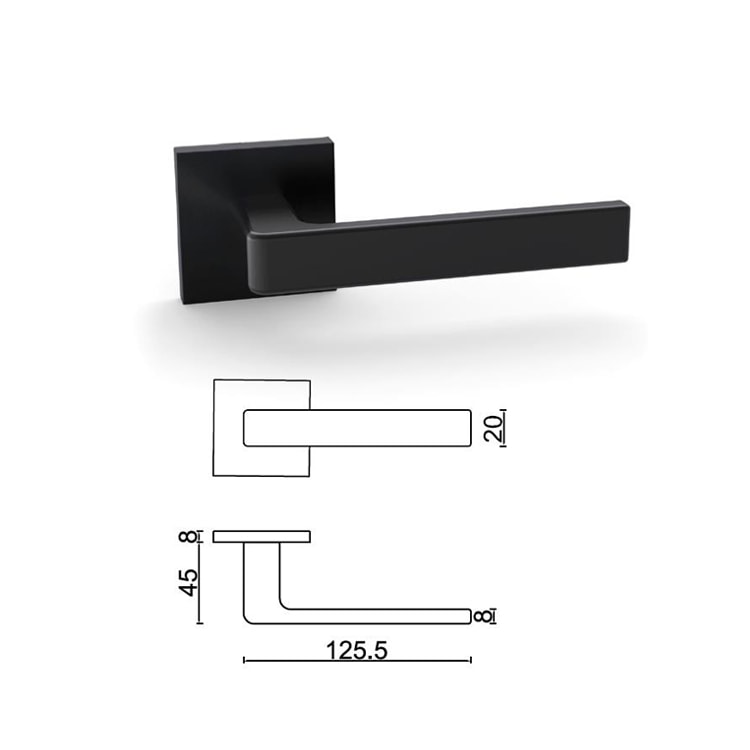 Stainless steel flat black door handle set SR10SL345-BK-drawing