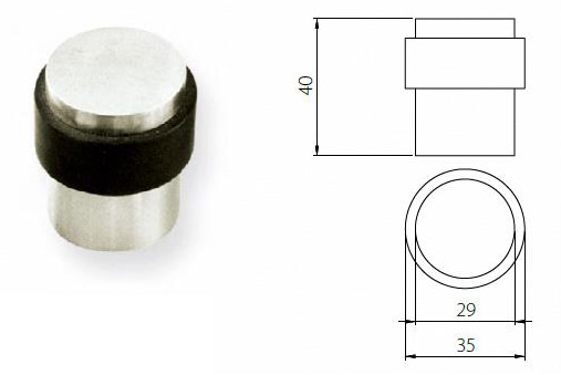 Stainless steel floor door stop DSS02, floor mounted - Door Stop - 1 Stainless steel floor door stop DSS02 -X