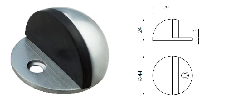 Stainless steel half moon door stop DSS01, floor mounted - Door Stop - 1 Stainless steel half room door stop DSS01-2