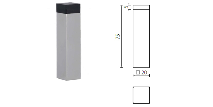 Stainless steel square door stop DSS27 - Door Stop - 1 Stainless steel square door stop DSS27-X