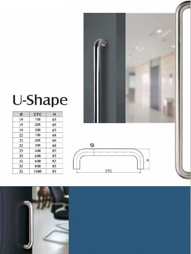 U shape stainless steel door pull handle - Pull Handle - 1 U-Shape Door Pull Handle-3