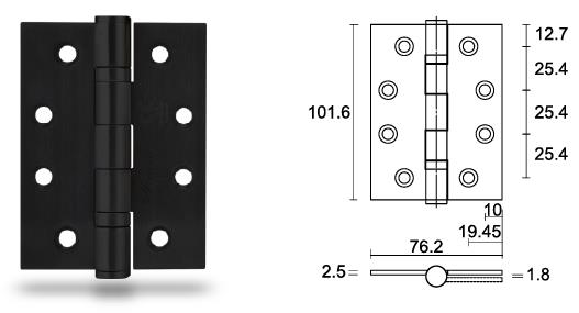 Stainless steel matte black door hinge HB403025-BK - Door Hinge - 1 matte black door hinges factory HB403025-BK