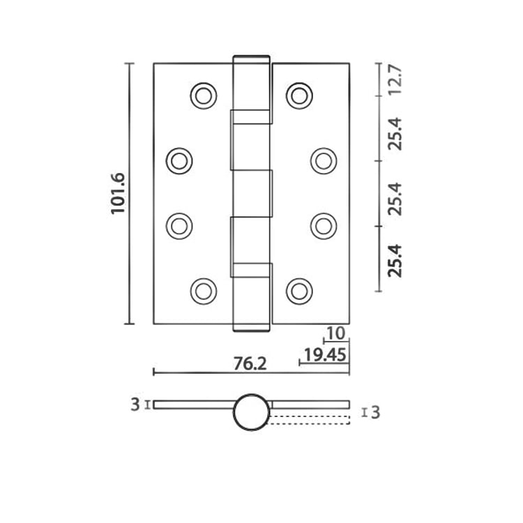 size of commercial door hinge HB403030